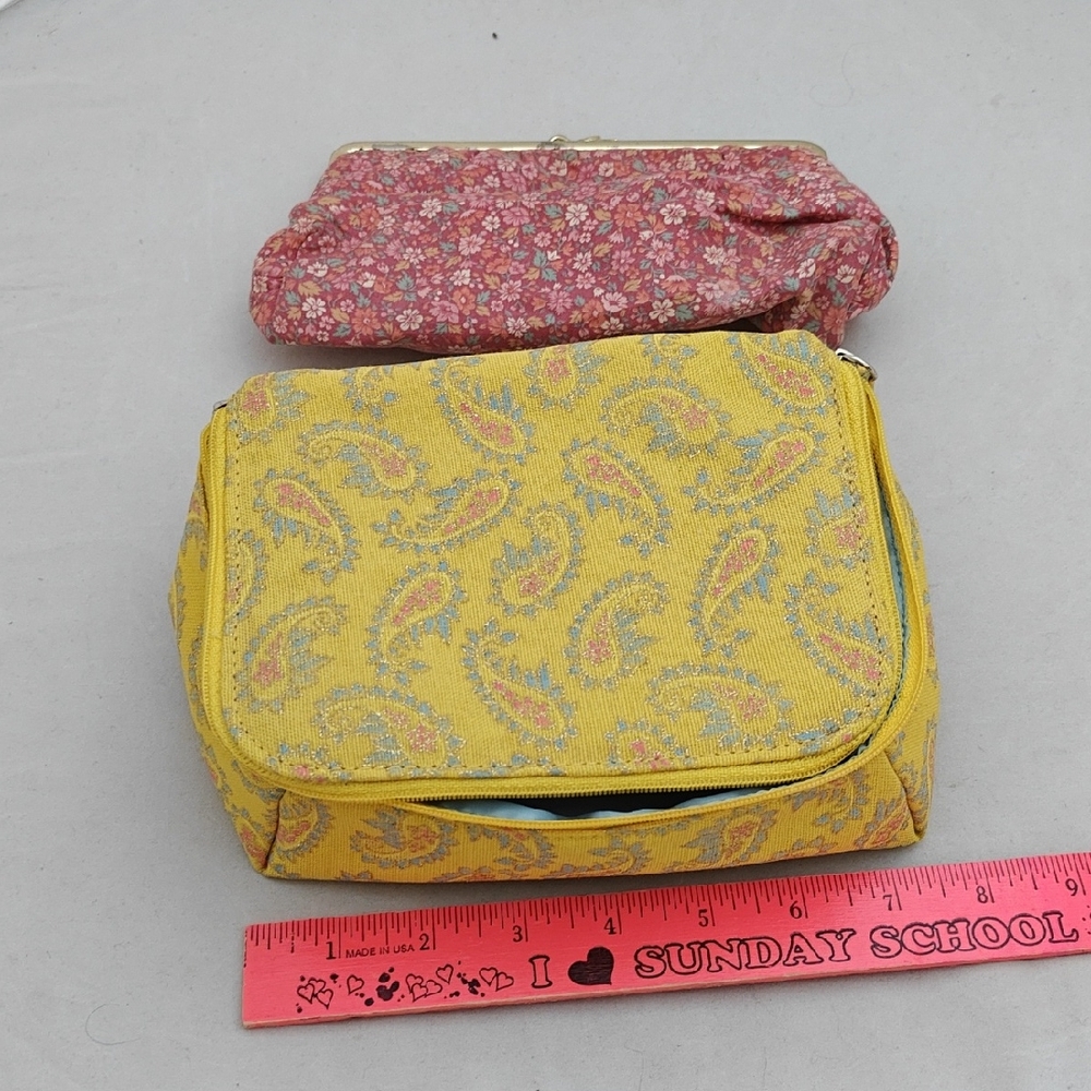 Yellow Paisley Cosmetic Bag - Unbranded Sabrina Los Angeles California Makeup Ba